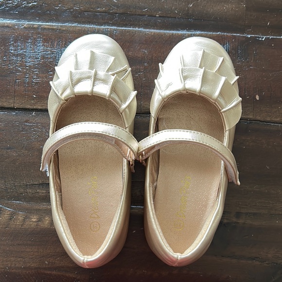 DREAM PAIRS Mary Jane Zapatos de vestir para niñas con correa en T, Dorado/3, 19 MX Niño pequeño